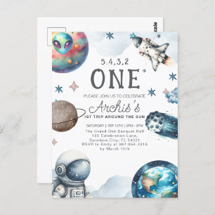 Carte Postale Premier voyage autour de l'Anniversaire des astron