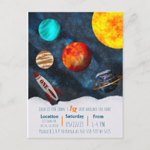 Carte Postale Premier voyage autour du thème de l'espace Soleil