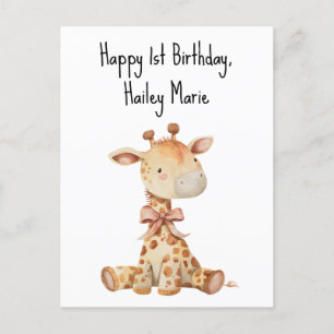 Carte Postale Première Anniversaire Stuffed Toy Giraffe Personna