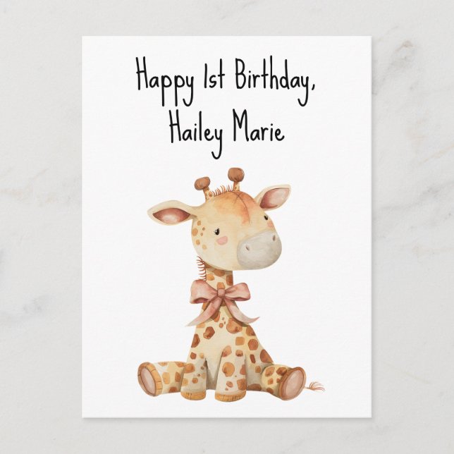 Carte Postale Première Anniversaire Stuffed Toy Giraffe Personna (Devant)
