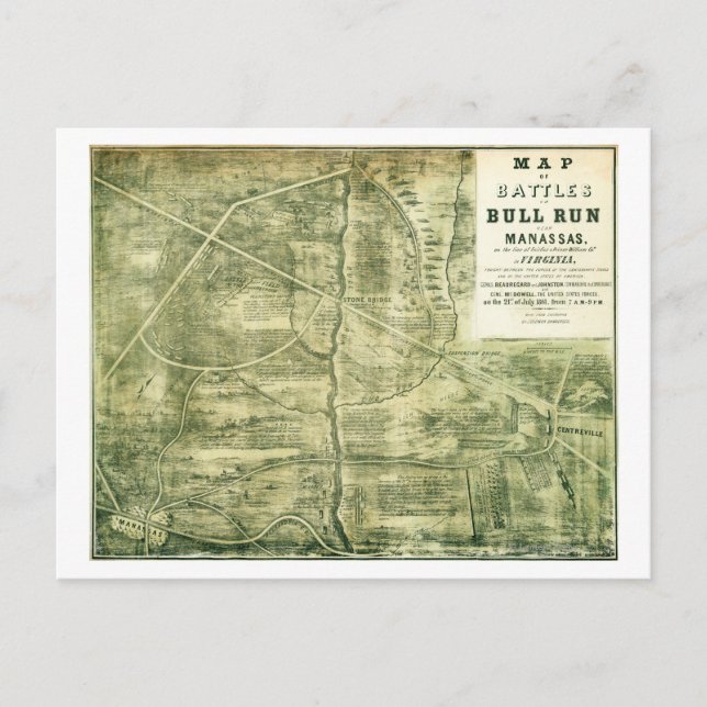 Carte Postale Première bataille de Bull Run - Guerre civile Pano (Devant)