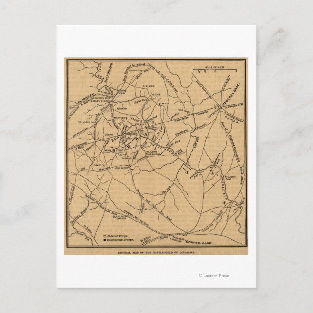 Carte Postale Première bataille de Bull Run - Guerre civile Pano (Devant)