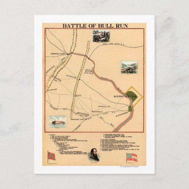 Carte Postale Première bataille de Bull Run - Guerre civile Pano (Devant)