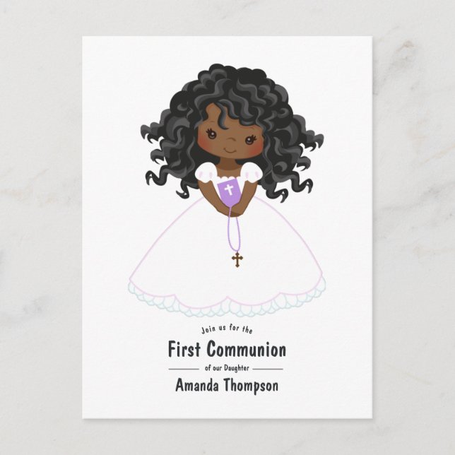 Carte Postale Première communion d'une fille noire (Devant)