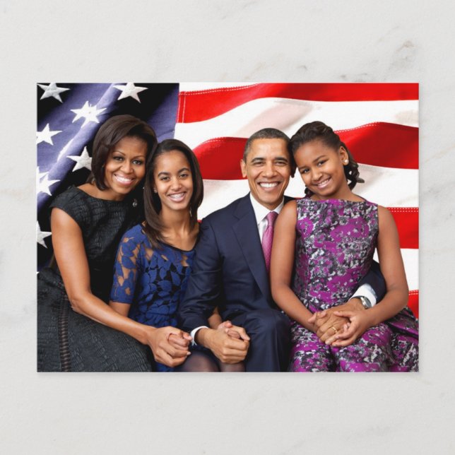 Carte Postale Première famille des États-Unis - Les Obama (Devant)