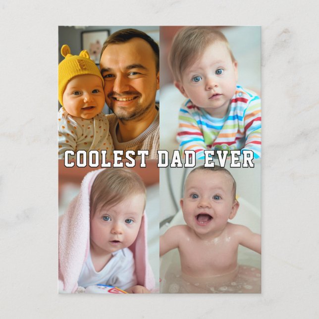 Carte Postale Première Fête des Pères Papa le Plus Cool Bébé Pho (Devant)