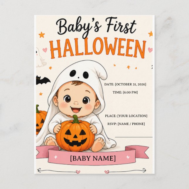Carte Postale Première fête d'Halloween de bébé (Devant)