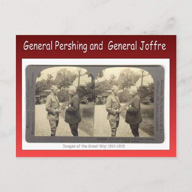 Carte Postale Première Guerre mondiale, le général Pershing et l (Devant)