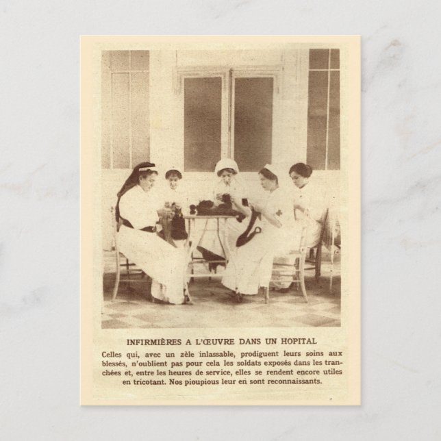 Carte Postale Première Guerre mondiale, Tricot pour les soldats (Devant)