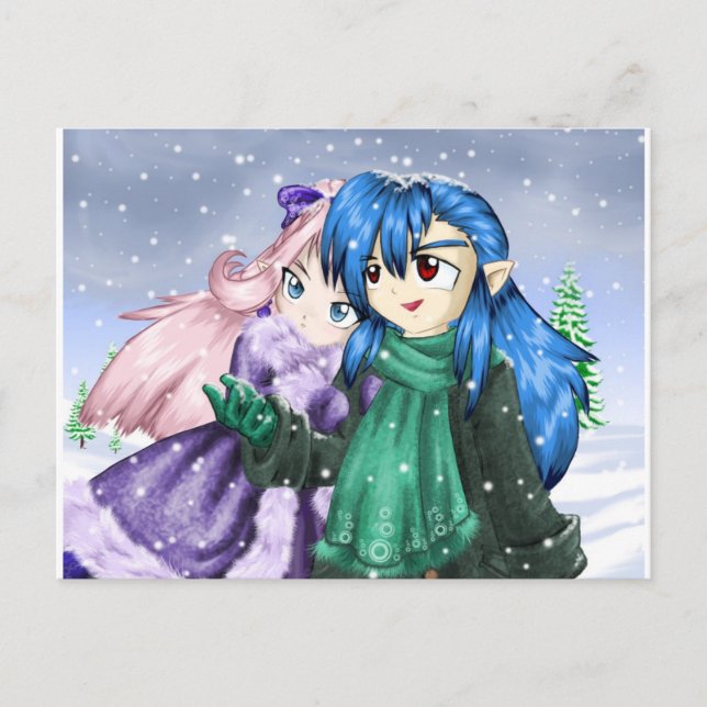 Carte Postale Première neige (Devant)