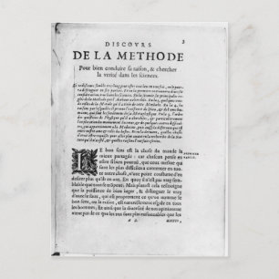 Carte Postale Première page de "Discours de la Methode" par René