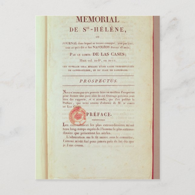 Carte Postale Première page du Mémorial de Sainte-Hélène (Devant)
