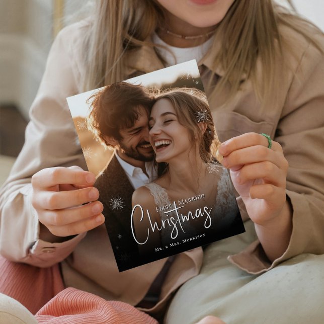 Carte Postale Première photo de Noël mariée (Créateur téléchargé)