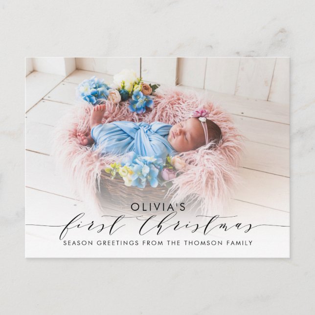 Carte Postale Première photo élégante de Noël Lettré à la main (Devant)