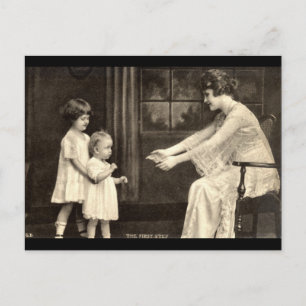 Carte Postale Premières étapes du bébé Vintage 1918