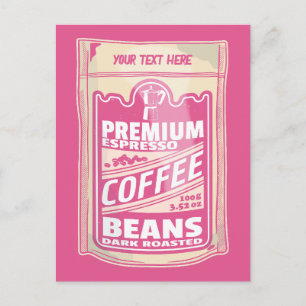 Carte Postale Premium espresso café haricots rose nourriture pop