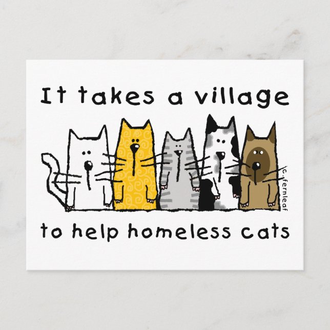 Carte Postale Prend un village aider les chats sans abri (Devant)