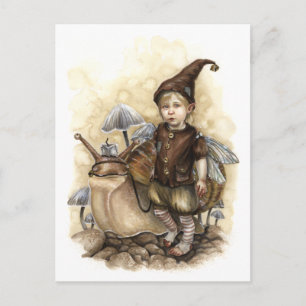 Carte Postale Prendre un escargot pour se promener