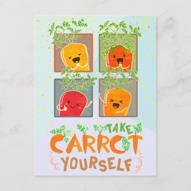 Carte Postale Prenez Carrot vous-même | Jeu de devis motivationn (Devant)