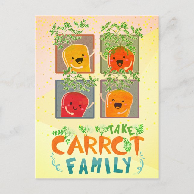 Carte Postale Prenez la famille Carrot | Jeu de devis motivation (Devant)