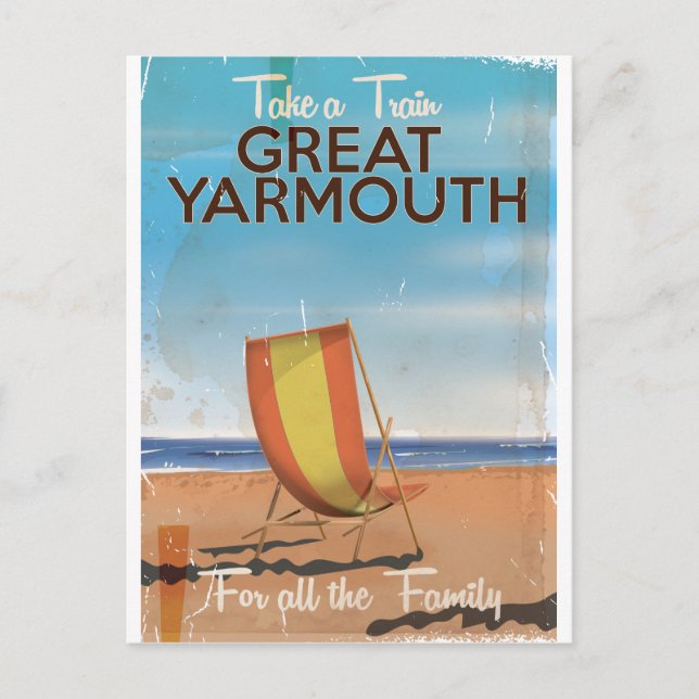 Carte Postale Prenez un train pour l'affiche de voyage de Great  (Devant)