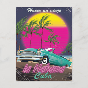 Carte Postale Prenez un voyage à Cuba reto affiche 1985