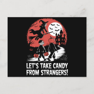 Carte Postale Prenons des bonbons à des étrangers Funny Hallowee