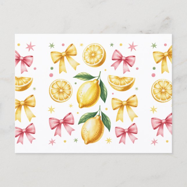 Carte Postale Preppy Lemons and Ribbons Summer Vibes (Devant)