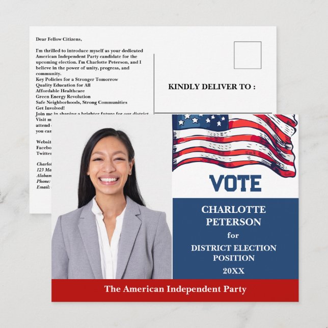 Carte Postale Présentation du candidat à la campagne électorale  (Devant / Derrière)