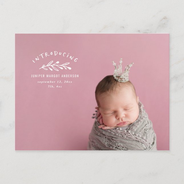 Carte Postale Présentation du faire-part de naissance photo de b (Devant)
