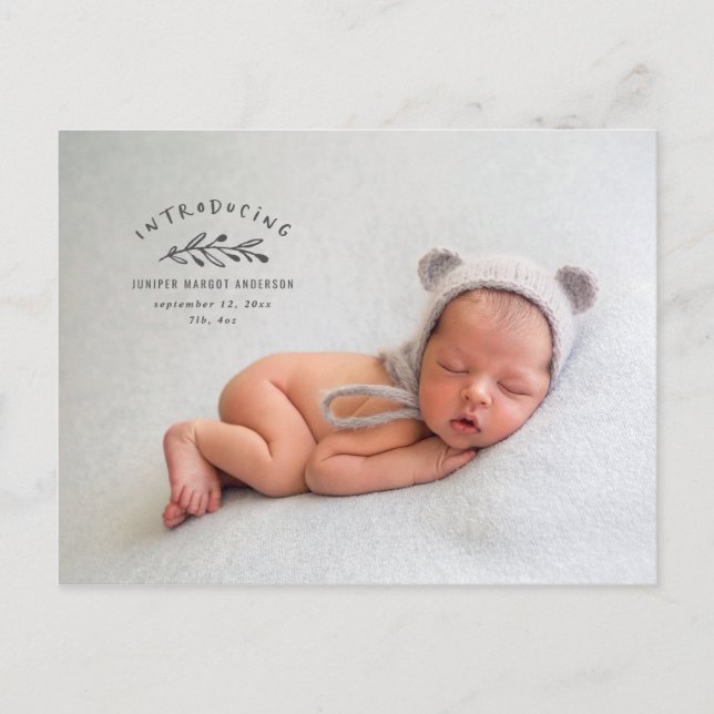 Carte Postale Présentation du faire-part de naissance photo de b (Devant)