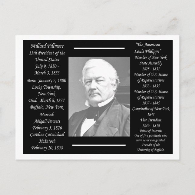 Carte Postale Président Millard Fillmore (Devant)