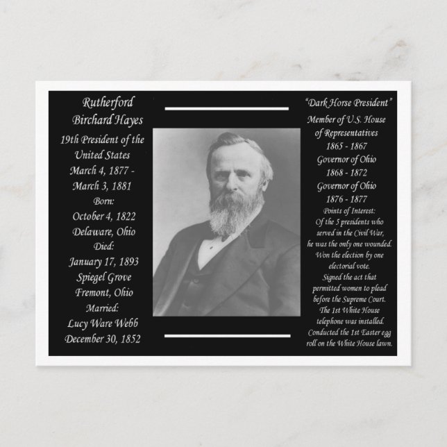 Carte Postale Président Rutherford B Hayes (Devant)