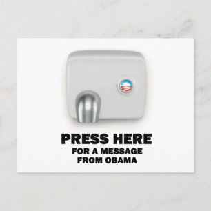 Carte Postale PRESSE ICI pour un message d'Obama