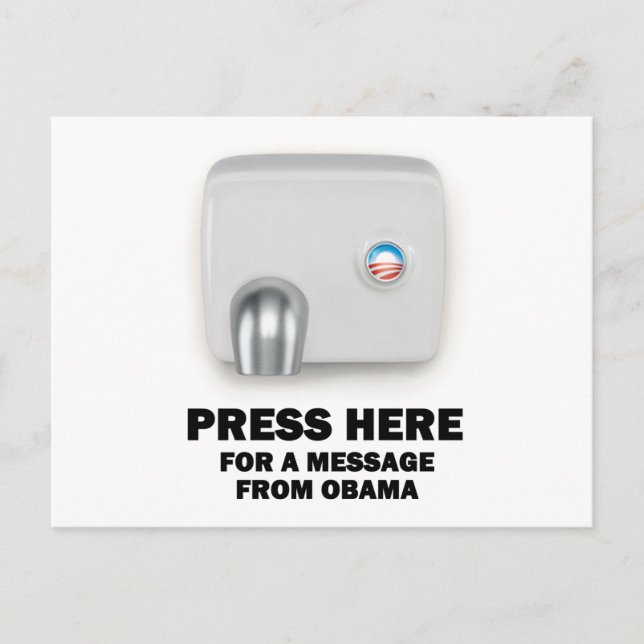 Carte Postale PRESSE ICI pour un message d'Obama (Devant)
