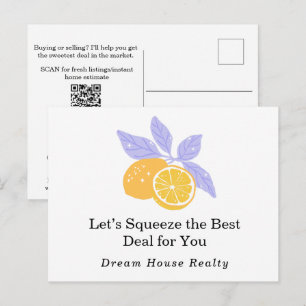 Carte Postale Pressez la meilleure affaire Drôle de citron immob