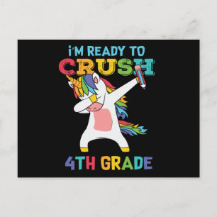 Carte Postale Prêt à écraser la 4e année Licorne de rentrée scol