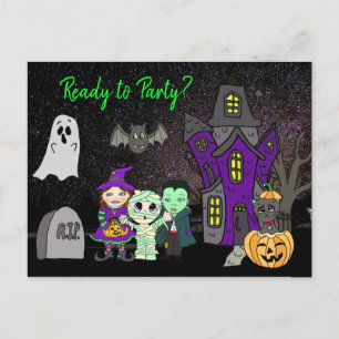 Carte Postale Prêt à faire la fête, Halloween Haunween Haunted H
