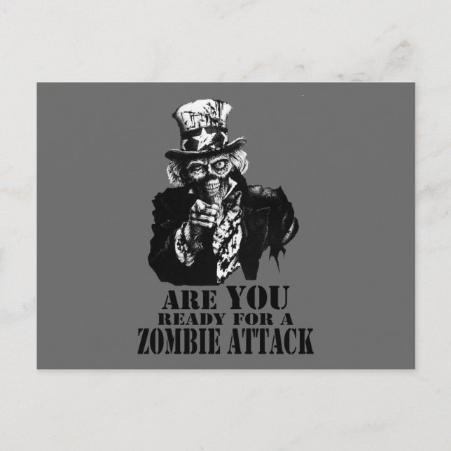 Carte Postale Prêt Pour L'Attaque Zombie (Devant)