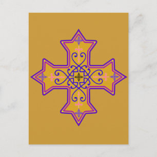 Carte Postale Pretty Gold et Pink Coptic Cross