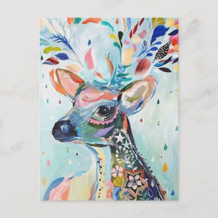 Carte Postale Pretty Modern Deer Art Flower Antler