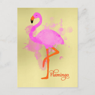 Carte Postale Pretty Pink Flamingo Artistic Paint Splatter