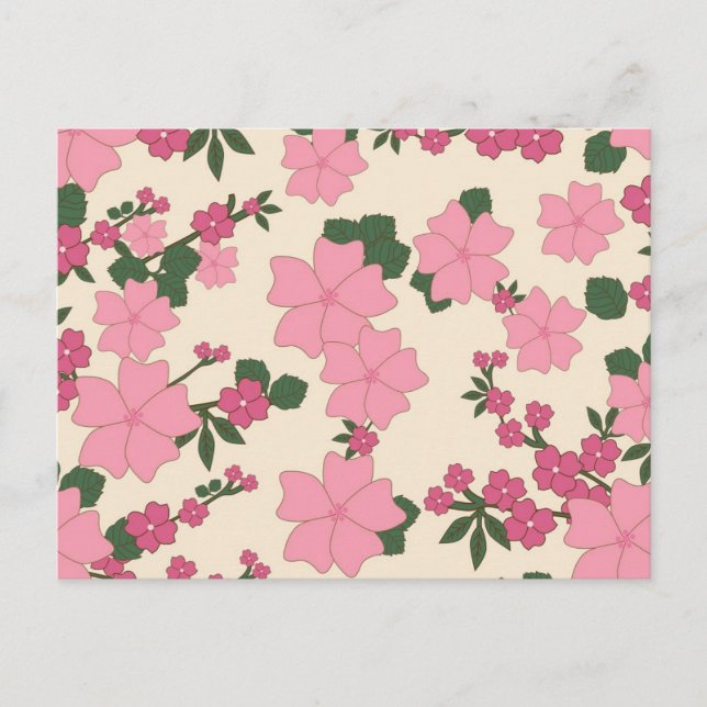 Carte Postale Pretty Pink Flower Pattern (Devant)