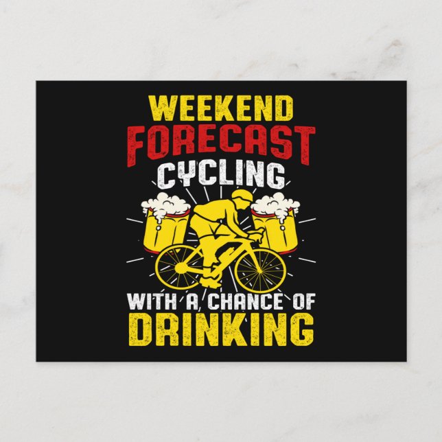 Carte Postale Prévision du week-end Cyclisme Bière Boire Vélo (Devant)