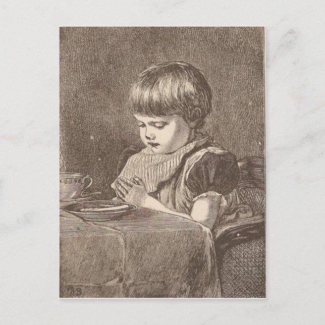 Carte Postale Priant avant le repas (Devant)
