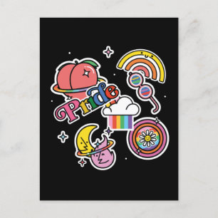 Carte Postale Pride+LGBTQ. Aimez la fierté. Coeur arc-en-ciel av