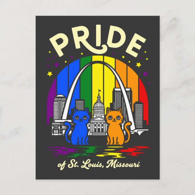 Carte Postale  Pride of St. Louis City Missouri Cats Rainbow Fla (Devant)