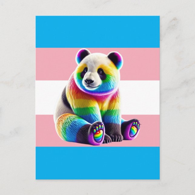 Carte Postale Pride transgenre Flag with Rainbow Panda (Devant)