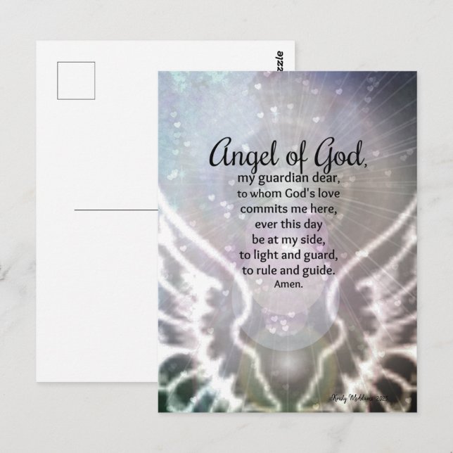 Carte Postale Prière de l'ange gardien Ange de Dieu Version mode (Devant / Derrière)