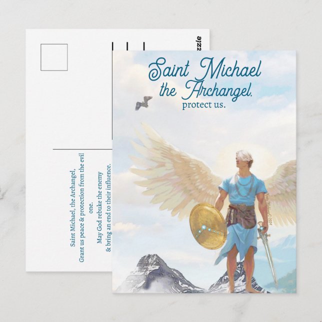 Carte Postale Prière de protection de saint Michel archange (Devant / Derrière)